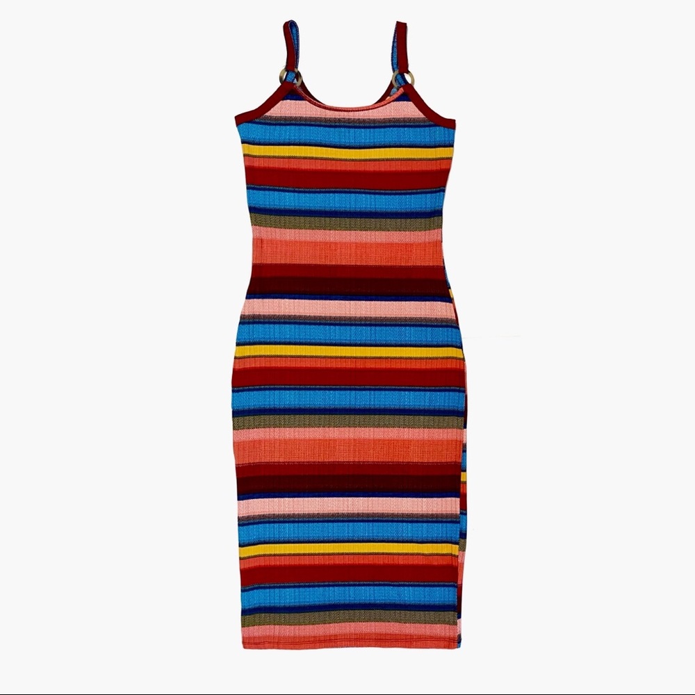 Planet Gold Stripped Sleeveless Maxi Dress